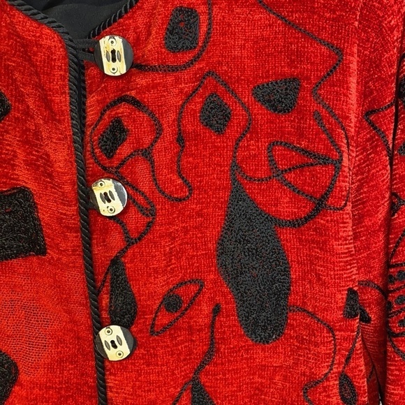 Vintage Allure Cat Dog Picasso Red Black Retro Jacket - Picture 4 of 16